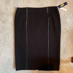NWT Peter Nygard Polyester Blend Skirt with Leather Piping